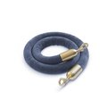 Montour Line Velvet Rope Grey With Satin Brass Snap Ends 8ft.Cotton Core HDVL510Rope-80-GY-SE-SB